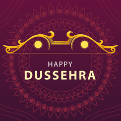 happy Dussehra festival card with gold lettering