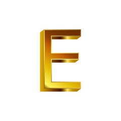 Luxury and Modern Design of 3d Golden E Alphabet .Golden Colored 3d Design of E Alphabet.Golden Colored Alphabetic Collection.