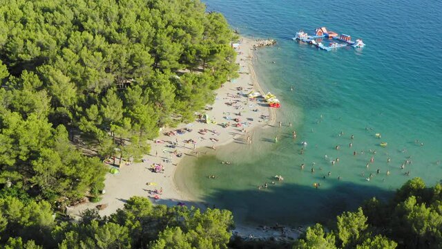 Beach with the pine forest near Pako&scaron;tane, Adriatic coast in Croatia