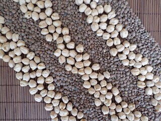 Delicious and healthy legumes. Chickpeas and lentils.