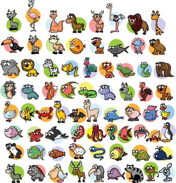 Set of different cartoon vector animals