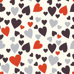 Seamless pattern with hearts. Doodles. Valentine background. Template for wrapping paper, textile, invitation, greeting cards. Vector illustration