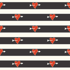 Seamless pattern with hearts. Doodles. Valentine background. Template for wrapping paper, textile, invitation, greeting cards. Vector illustration