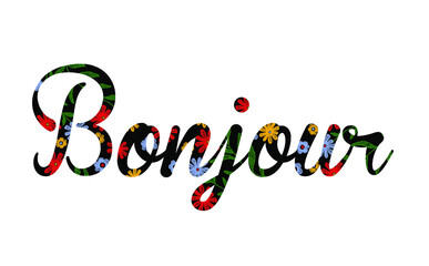 Hand drawn slogan graphic print for t-shirt design as vector. Flower embroidery design with text. Randomly placed florals. Calligraphy script handwritten.