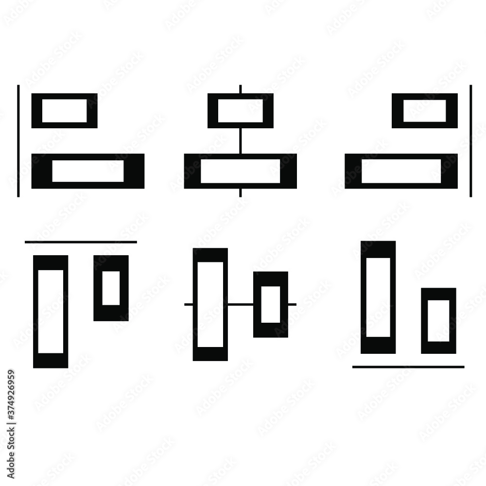 Fototapete buttons for aligning text and other objects in black. buttons for various computer programs