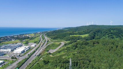 《秋田県》にかほIC付近の空撮
