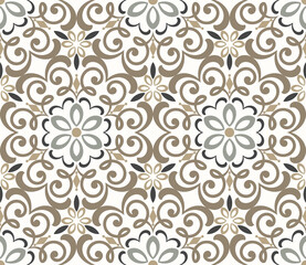 Seamless damask wallpaper. Vintage pattern in Victorian style . Hand drawn floral pattern. Shabby chic Vector illustration