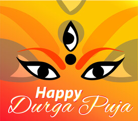Navratri illustration of Maa Durga in Happy Durga Puja durga face with background