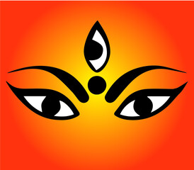 Navratri illustration of Maa Durga in Happy Durga Puja durga face with background
