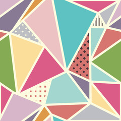 Seamless abstract pattern with triangles. Seamless patchwork in retro colors. Vector
