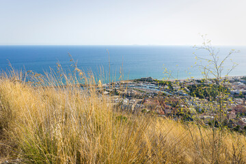 View of mount Circeo and Terracina on the Italian Coast.