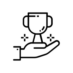 
Offer trophy icon design hand holding award 
