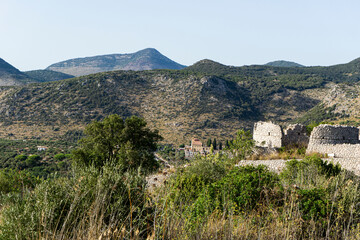 Spectacular view of the rocks in the city of Terracina. Travel destinations in Europe concept.