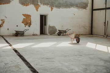Inside an old industrial hall.