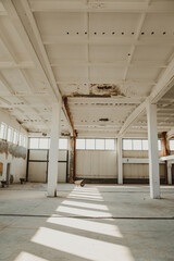 Inside an old industrial hall.