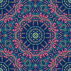 Abstract festive colorful floral vector mandala ethnic tribal pattern