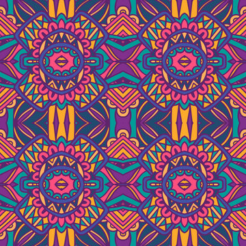 Vector seamless pattern african art batik ikat.BrownTribal Ethnic Abstract Geometric Vector Pattern