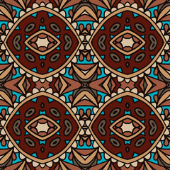 Vector seamless pattern african art batik ikat. BrownTribal Ethnic Abstract Geometric Vector Pattern