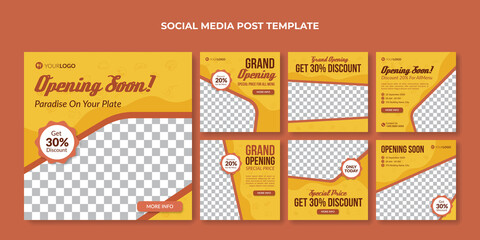 Opening soon banner. Food promotion banner for social media post template