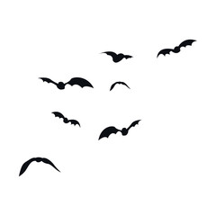 halloween bats flying silhouette icons