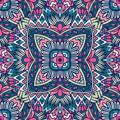 Abstract festive colorful floral mandala vector ethnic boho pattern