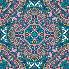 Abstract festive colorful floral mandala vector ethnic boho pattern