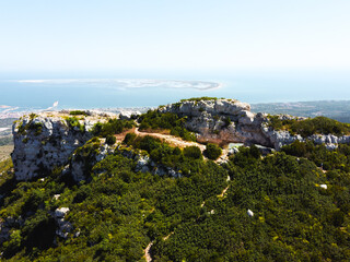 Beautiful aerial view of La Foradada in Sant Carles de la Ràpita, Delta del Ebre, Spain