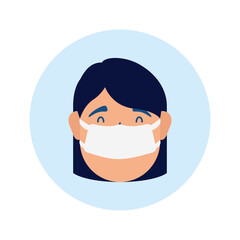 young woman wearing medical mask head character