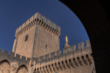 Inside view of the Palais de Papes, in Avignon, France.