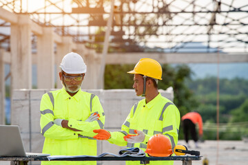 Construction site, the supervisor and engineering  working with in the construction site