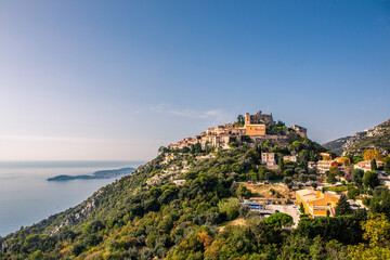 Eze, a small and ancient town on top of mountains along the coast in Provence, France.