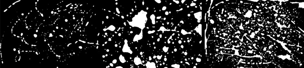 Grunge stains backgrounds set. Ink splatter. Paint splashes detailed backdrop. Liquid stains. Soap foam texture. Paint brush strokes and drops. Abstract vector illustration.