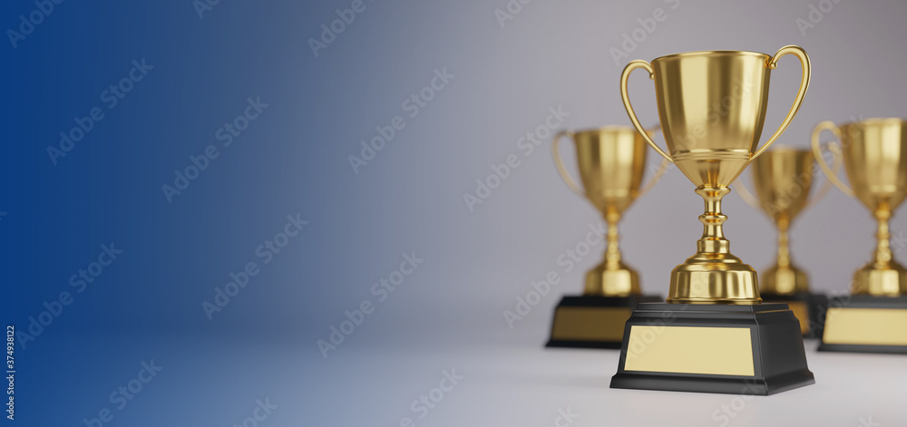 Wall mural golden trophy award with copy space for text. 3d rendering.