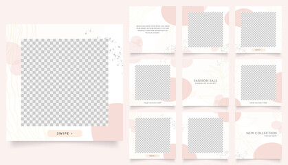 social media template banner fashion sale promotion. fully editable instagram and facebook square post frame puzzle organic sale poster.
