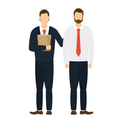 businessmen workers with documents avatars characters
