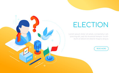Election and voting - modern colorful isometric web banner