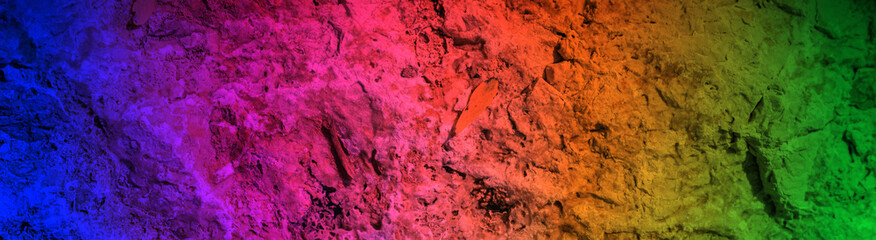 wide stone surface illuminated by RGB colors lights,multicolor background