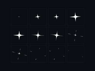 Shine VFX animation frame. Shine effect for video games, cartoon, advertising video and motion design.  Hand drawn vector illustration.