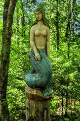 carved wood figure mermaid