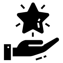 
Ranking star icon design, hand holding star in filled style 
