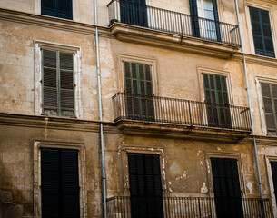 facade of a house in the inner city of Palma de Mallorca, Spain