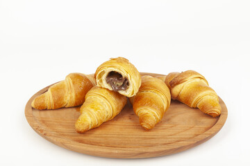 croissant puff pastry on white background