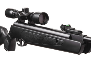 Air rifle isolate on a white back. Small-caliber weapons for sport shooting and hunting.