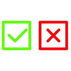 check mark icon. Tick and cross signs. Vector illustration.