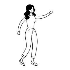 woman wearing medical mask character