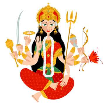 Indian autumn festival Navratri. Durga Puja. Goddess Durga.