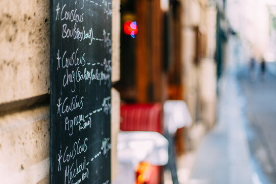 Handwritten Menu At A Restaurant In Paris, France