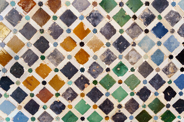 Ceramic walls in the Alhambra of Granada.