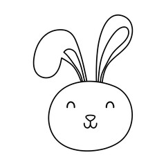 cute easter little rabbit head character line style icon