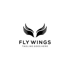 Illustration flying up with luxury abstract wings icon logo template